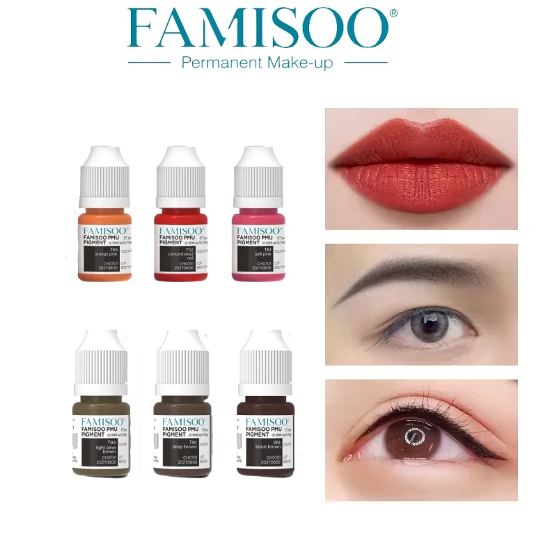 

FAMISOO 5ml Tattoo Ink Lip Gloss Permanent Makeup Pigment for Eyebrows Henna Semi-Permanent Eyeliner Professional Microblading