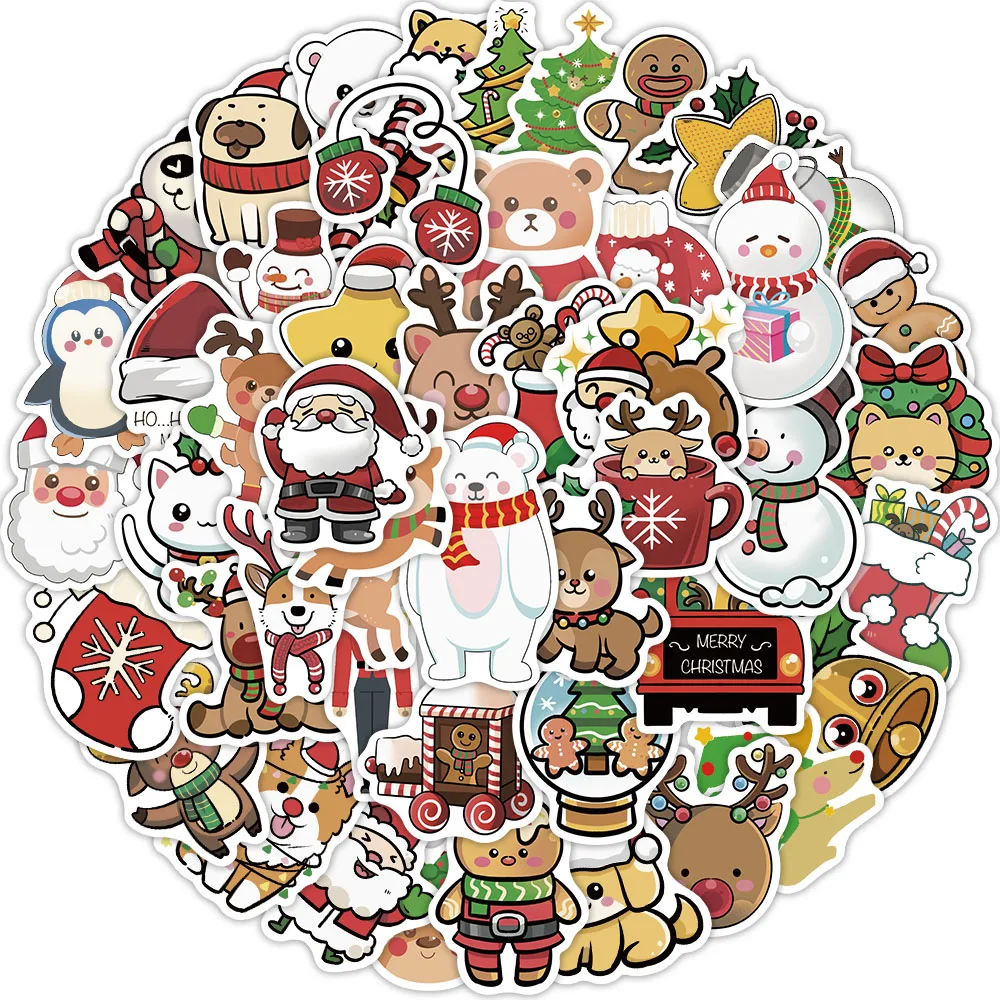 50 個漫画クリスマス落書きステッカー装飾ギター DIY 荷物ラップトップ電話ケース防水ステッカー
