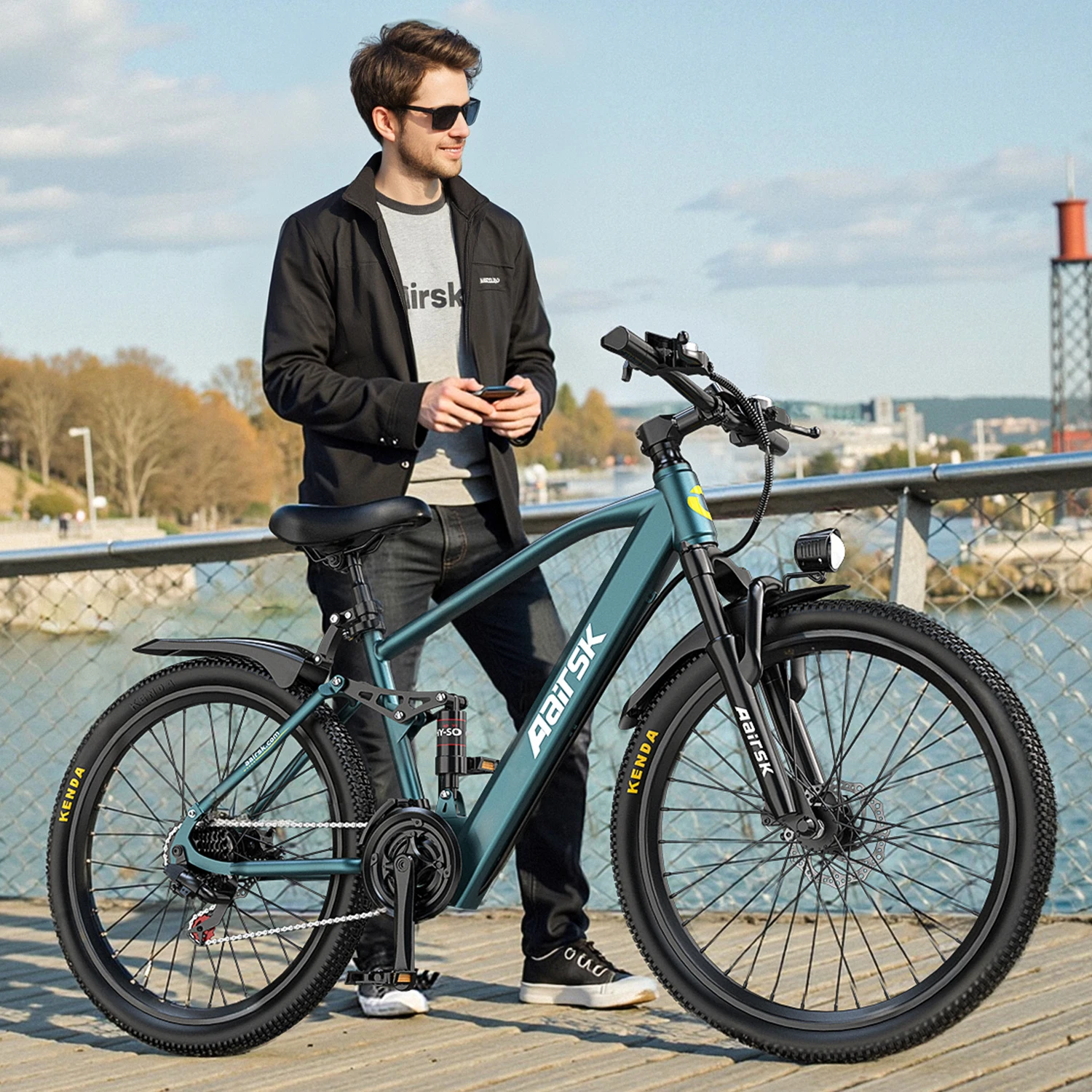 Aairsk GT900 bicicleta eléctrica de suspensión total, 21 velocidades, batería de 36V 13AH, con bloqueo inteligente NFC — oferta en AliExpress