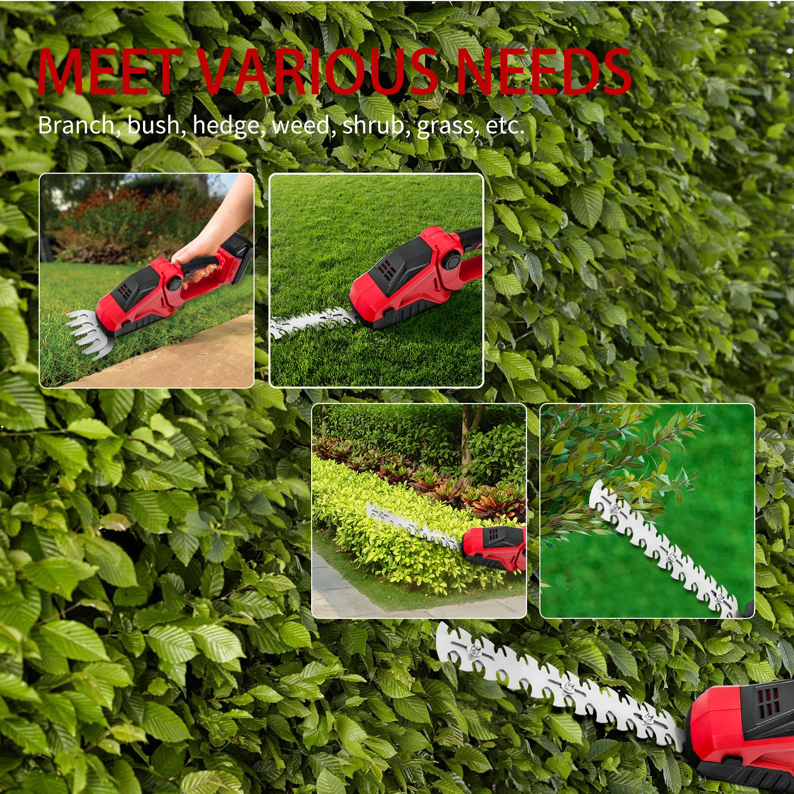 2 IN 1 Cordless Hedge Trimmer for Milwaukee 18V Battery Handheld Household Shrub Weeding Pruning Mower Garden Tools (No Battery)