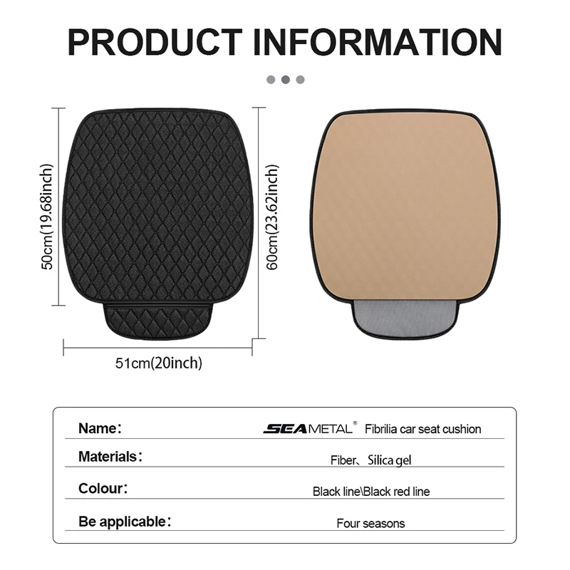 SEAMETAL 1 قطعة الكتان غطاء مقعد السيارة الأمامي تنفس الكتان وسادة مقعد السيارة المضادة للانزلاق كرسي السيارات حامي العالمي لسيارة سيدان Suv