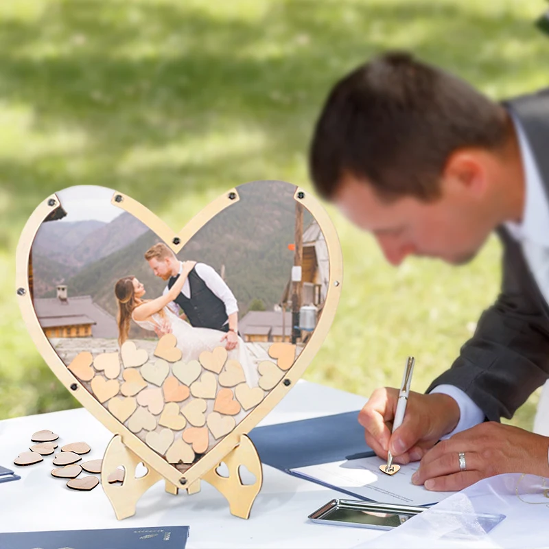 Wedding Guest Book Personality Wedding Welcome Card Sweet Heart Drop Box Heart Pendant Decoration Home Wedding Party Decoration