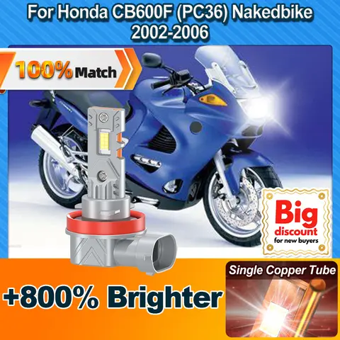 CROSSFOX For Honda CB600F (PC36) Nakedbike 2002-2006 Motorcycle LED Headlight Ampoules Hi-Lo Beam Auxiliary Moto Light Bulbs