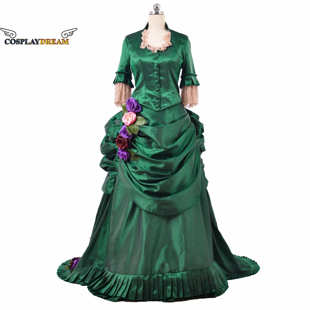 

Custom Made Victorian Dresses 18th Victorian Bustle Green Dress Ball Gowns Reenactment Theatre Costumes Dress Plus Size 3XL