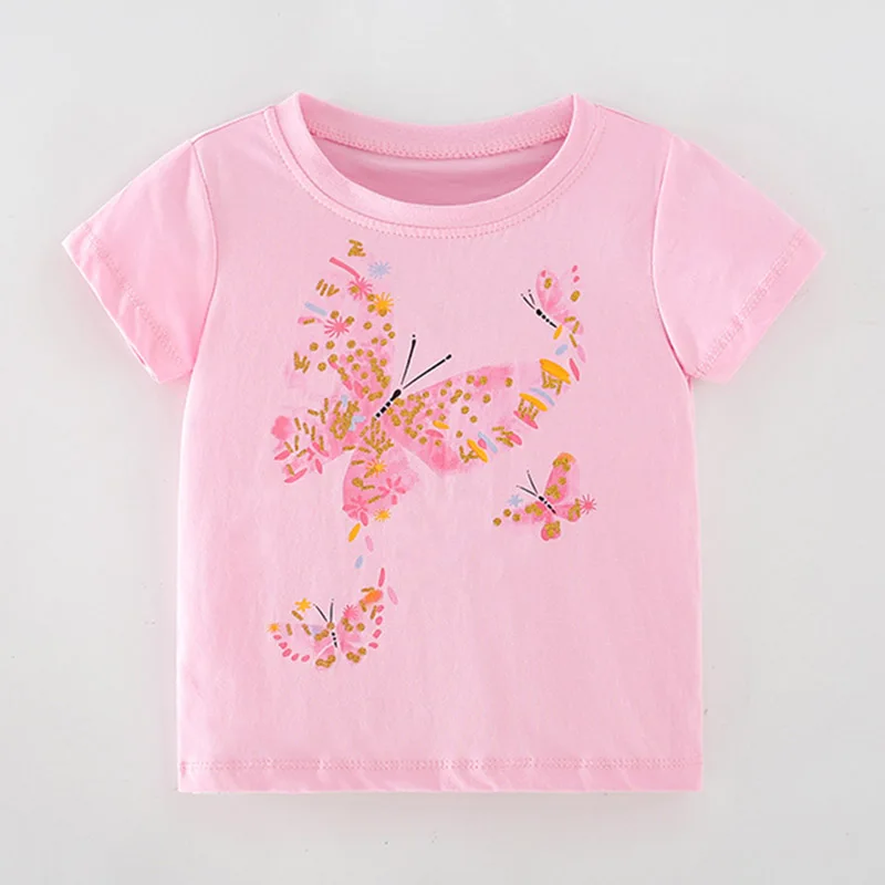 1-7Y Kids Bebe Girls t-shirt Tops 100% Combed Cotton Brand 2025 Infant Children Summer tshirt Baby Girl Clothes Kids Cartoon Tee