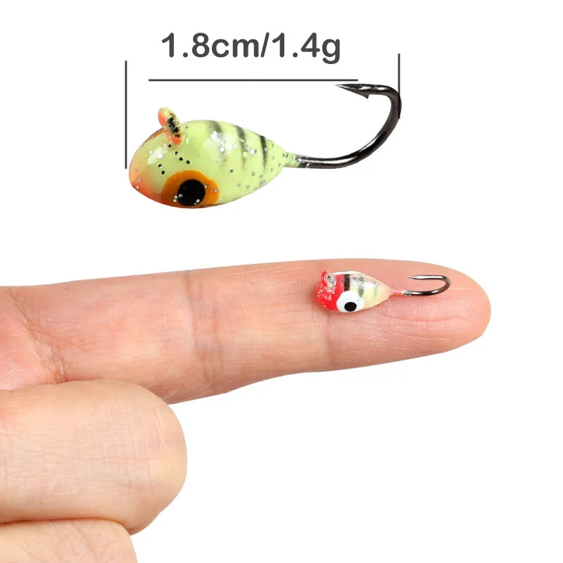 Sea.Yolo 5/25pcs 1.8cm/1.4g Lead Head Hook Micro Ice Fishing Hook Jig 3d Eye Barbed Hook Overturned Hook For River Fishing