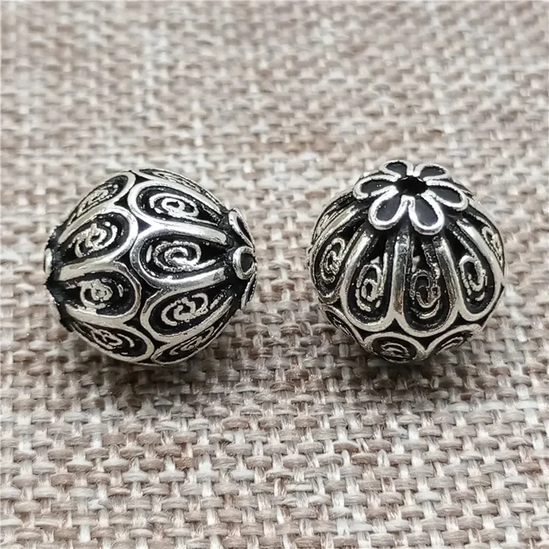 1 sztuka owalnych, spiralnych koralików bicone ze srebra próby 925 do bransoletek i naszyjników — zdjęcie 2
