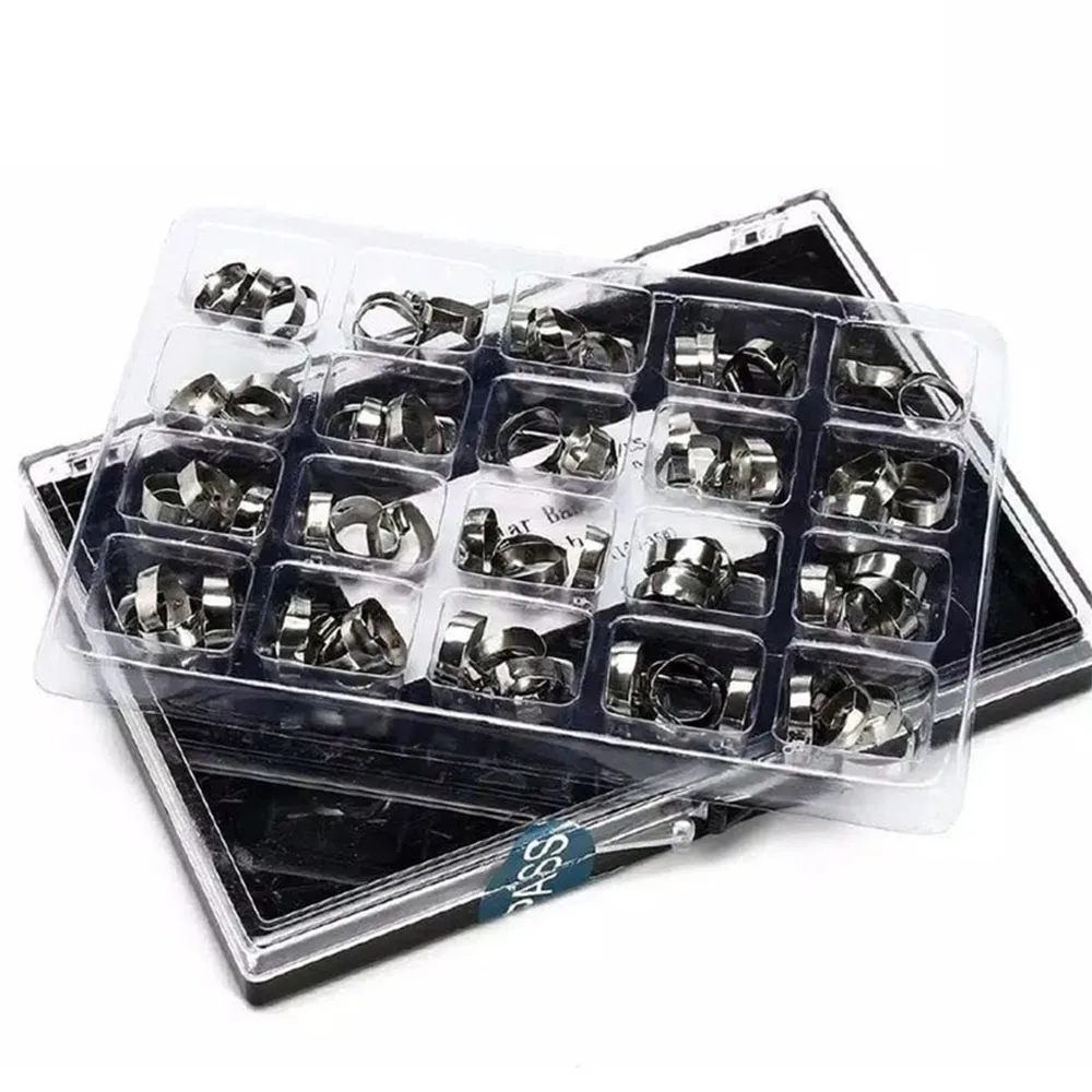 80 Pcs/Box Dental Orthodontic Stainless Steel Bands with Buccal Tube First Molar Roth/MBT 022 16#-35# Buccal Tubes