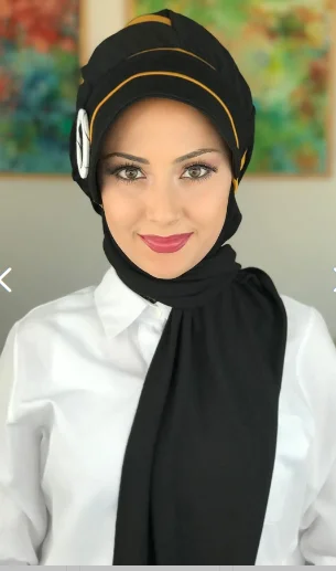 Buckle Scarf New fashion headscarf women Muslim headscarf 2021 Islami dress scarf bone turban scarf black cream buckle ready