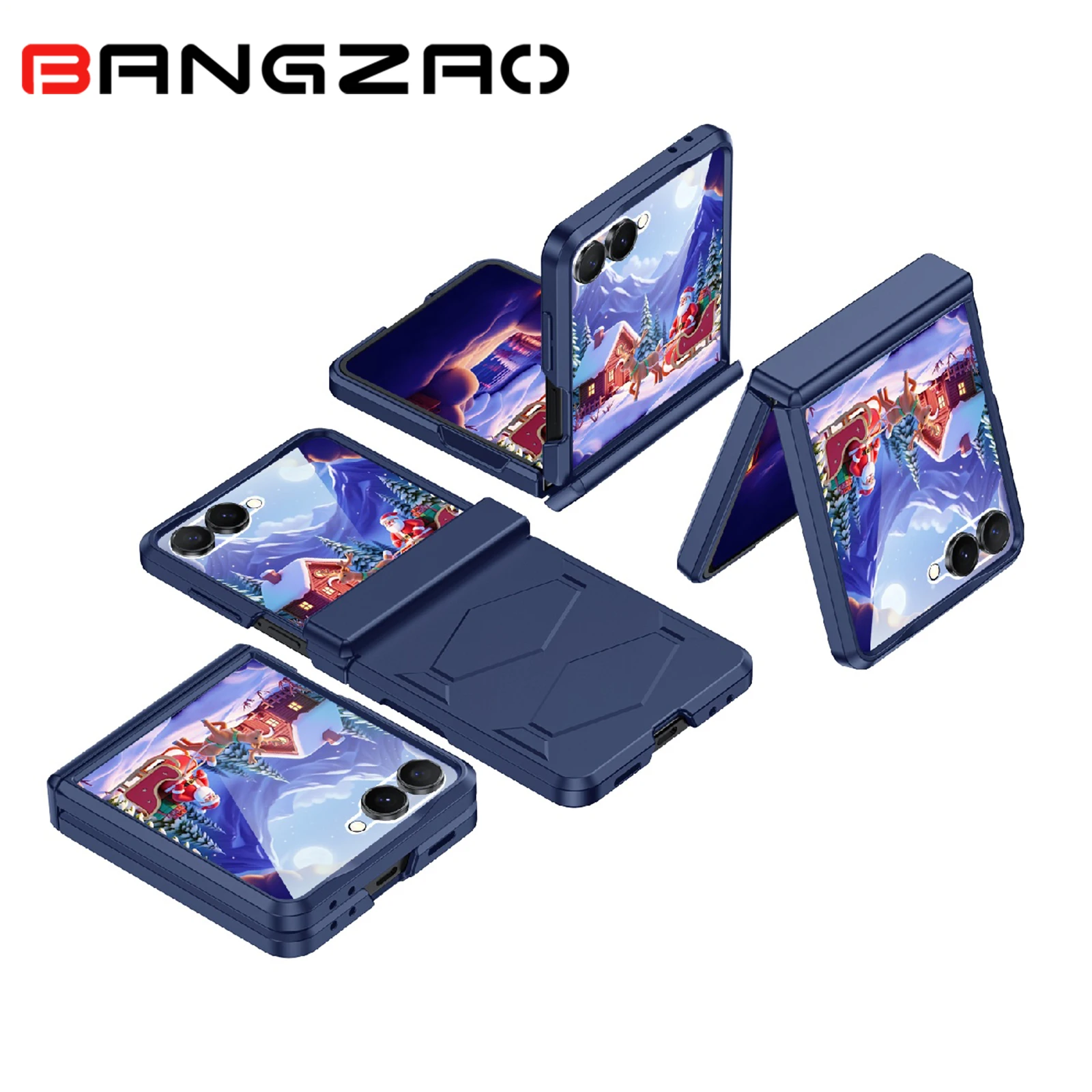 

Рождественский подарок, с нескользящей текстурой, защитой шарниров, беспроводной зарядкой. Защитный чехол для телефона Galaxy Z Flip 7, синий