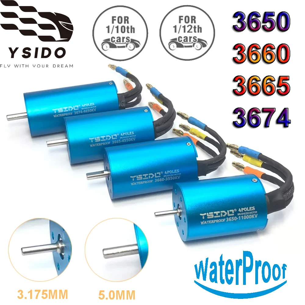 

YSIDO 3650 3660 3665 3674 4500KV 5400KV Бесщеточный двигатель Водонепроницаемый для 1/10 1/12 Traxxas HSP RedCat Tamiya SCX10 RC Гусеничные автомобили
