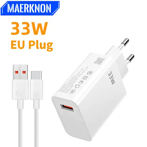 33W USB 충전기 빠른 충전 전화 충전기 어댑터 6A USB 유형 C 케이블 Xiaomi Redmi Note 13 12 iPhone Samsung 용 고속 충전