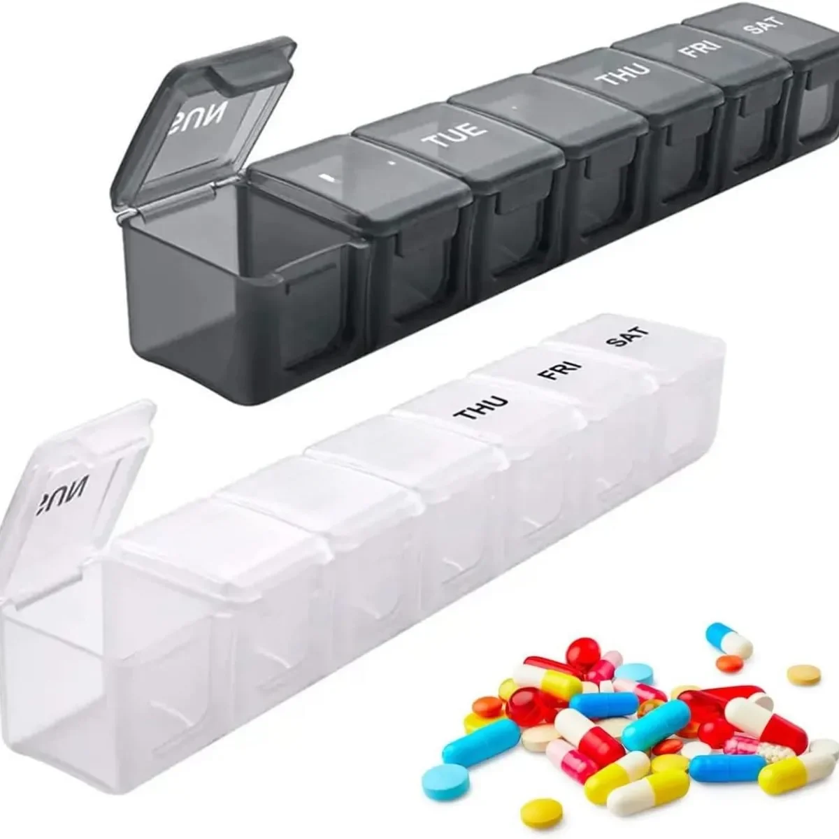 Pilulier hebdomadaire de 7 jours, 2 pièces, support de tablette, mallette de rangement de médicaments, conteneur de médicaments, organisateur de pilules, Capsule hebdomadaire, boîte à pilules