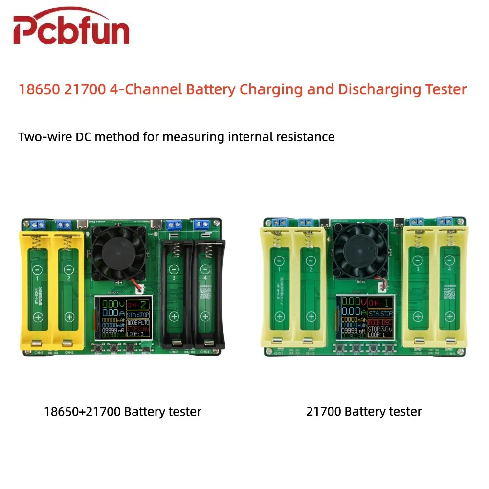 18650/21700 4-Kanal-Batterieladegerät und -Tester, 1,77-Zoll-Farbbildschirm, Innenwiderstandstester, Typ-C-Schnittstelle