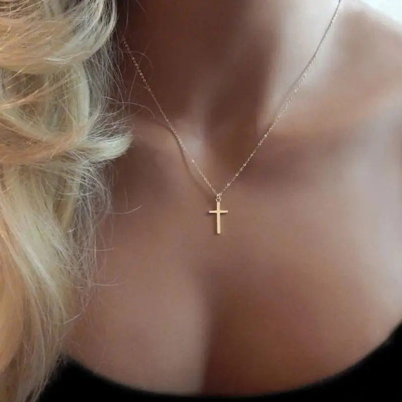 

Simple Cross Pendants Necklaces Stainless Steel Pendants For Women Men Gift Minimalism Rolo Chain Jewelry