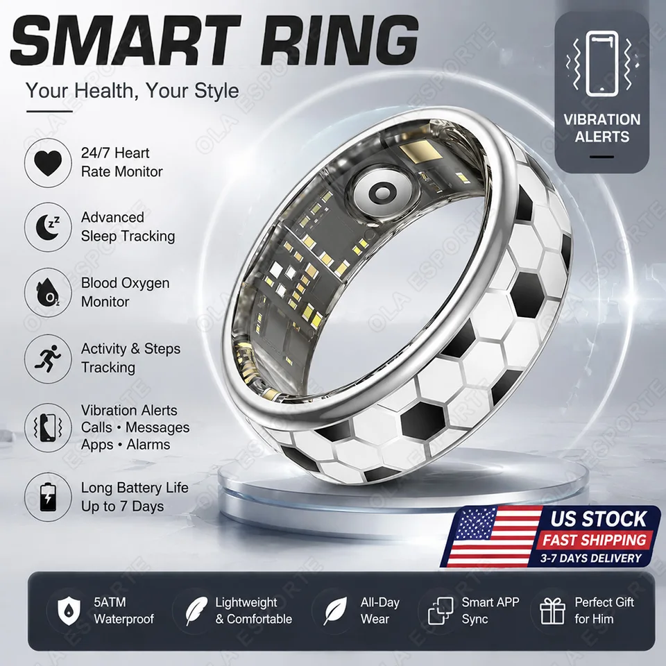 Smart Vibration Alert Health Monitor Ring for Men Women