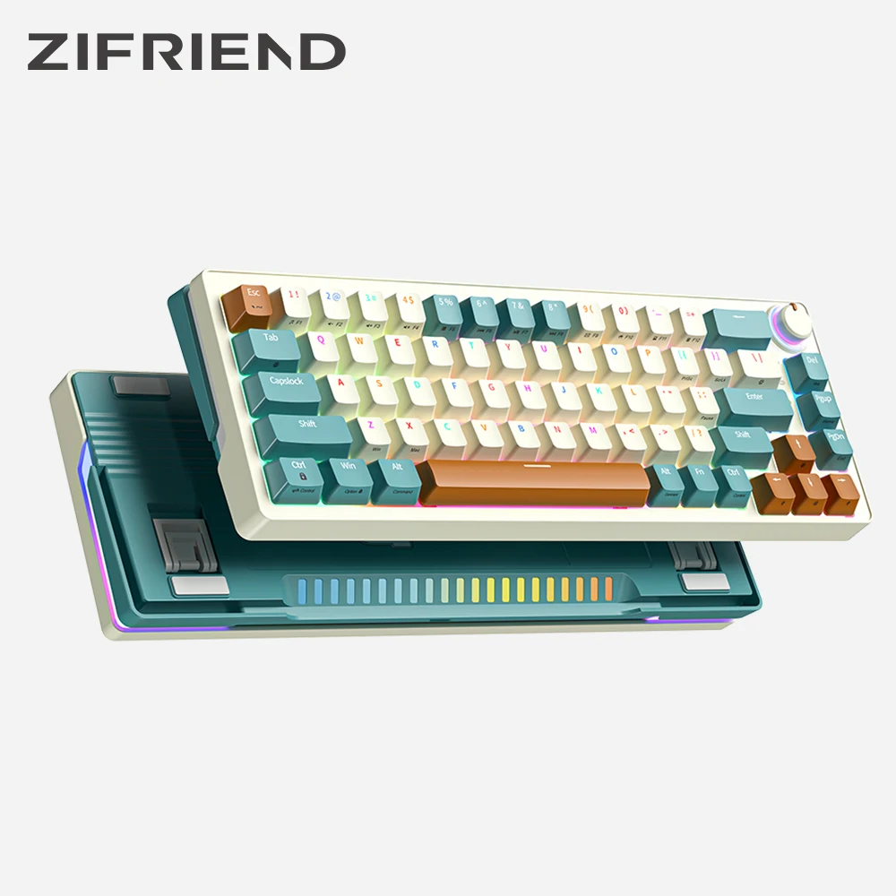 Imagem -01 - Zifiend Za68 Pro Teclado Mecânico para Jogos Botão Rgb Controle de Luz Modos sem Fio Bluetooth 2.4ghz 68 Teclas 65 Teclado zifiend za68 pro teclado mecanico para jogos botao rgb controle de luz modos sem fio bluetooth 24ghz 68 teclas 65 teclado 01