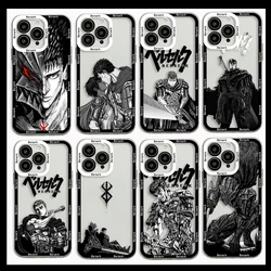 Klasik koyu Anime Berserks Guts telefon kılıfı için iPhone 15 14 13 12 11 Pro Max X XR XSMax 6S 6 7 8 artı SE20 şeffaf kapak