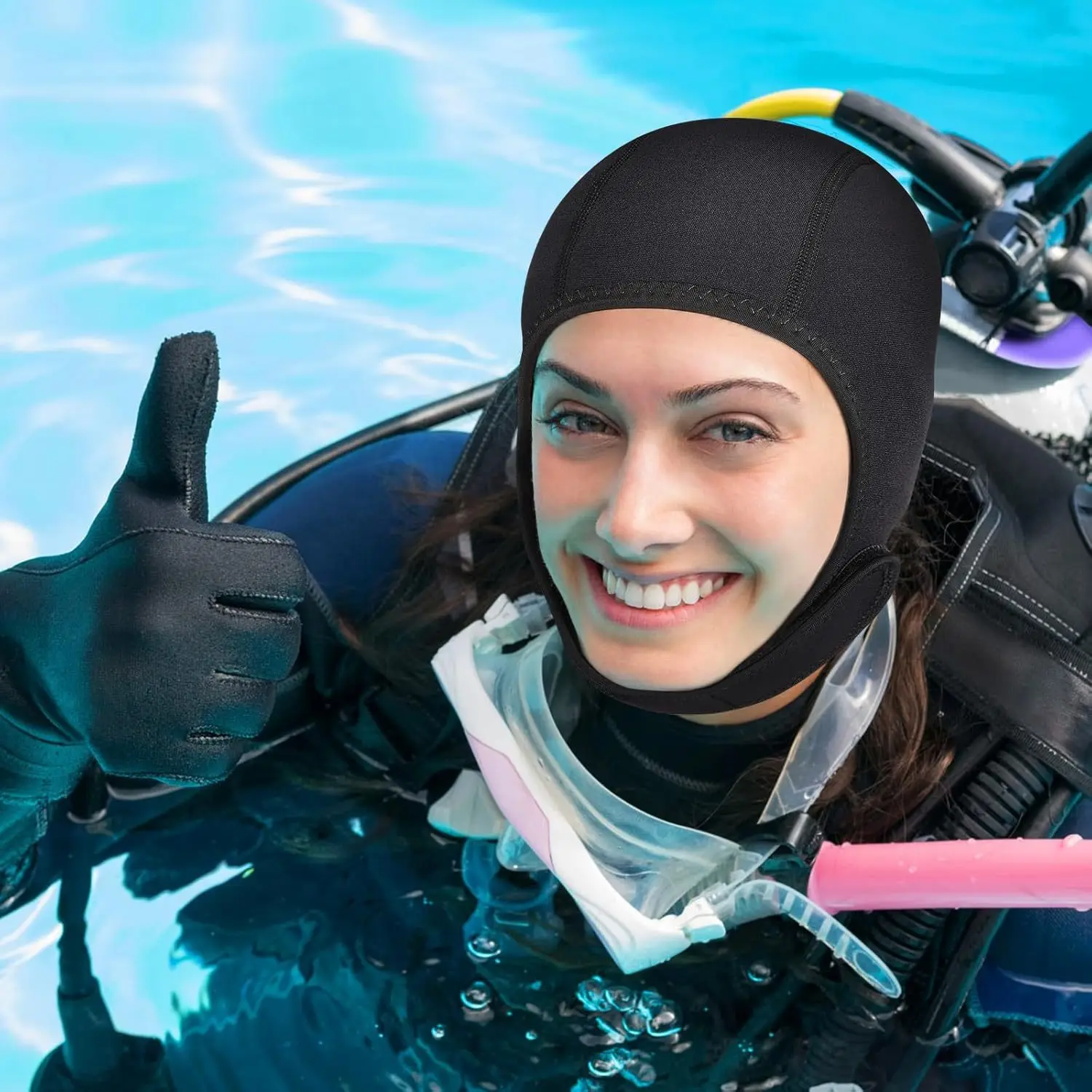 Scuba Dive Hood Badekappe, 3 mm Neopren, Thermo-Neoprenanzug-Kapuze, bequem, hält das Haar sauber, elastische Surfhut für Wassersport