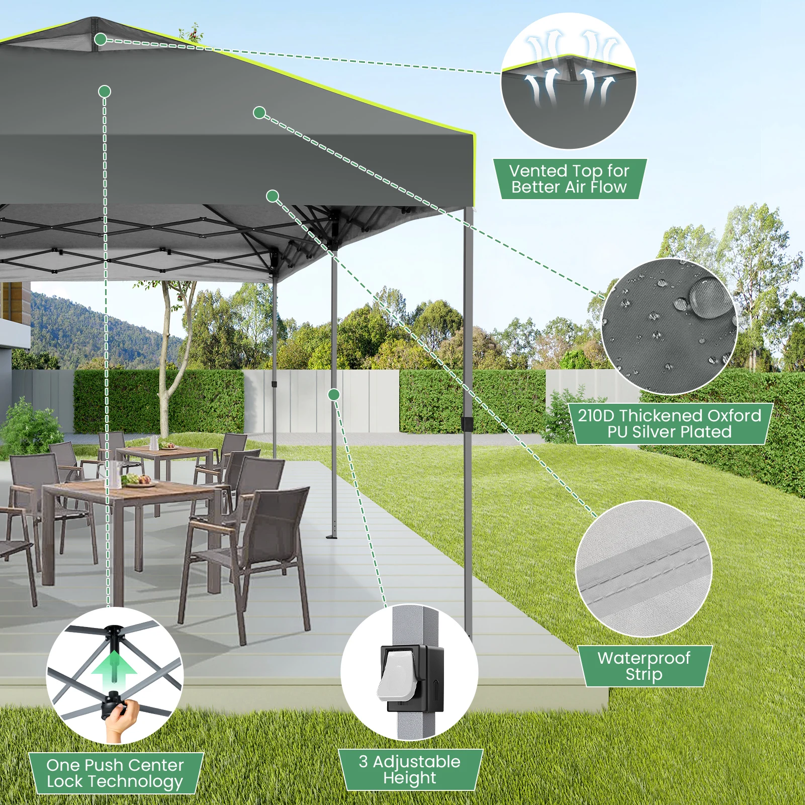 3x6m Folding Gazebo Event Canopy Pop Up Waterproof Party Tent With 6 Side Wall UV Protect For Garden Outdoor Commercial Wedding