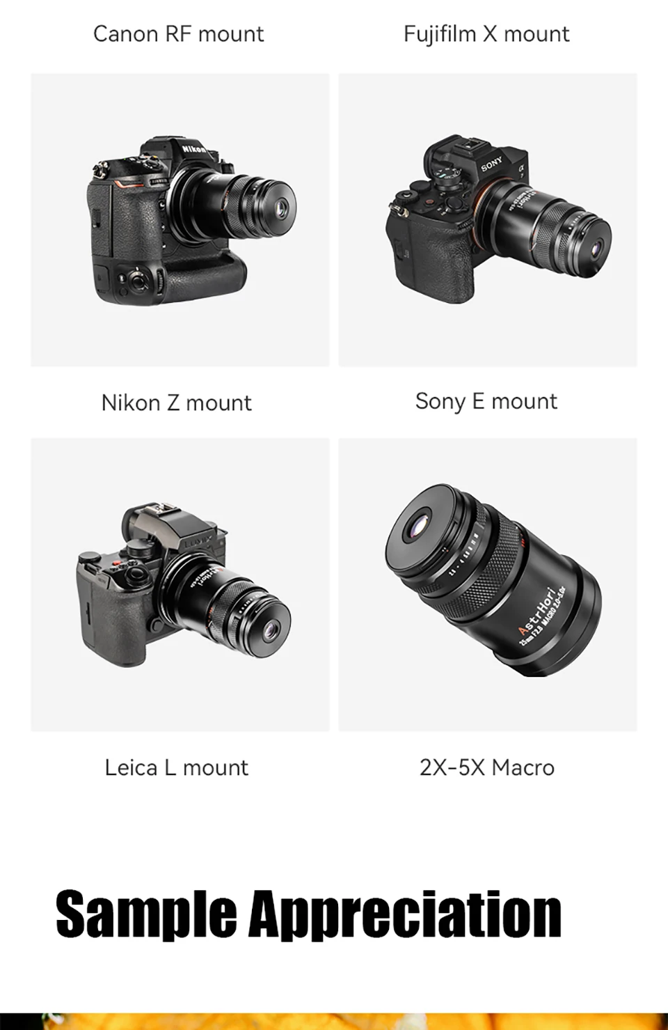 AstrHori 25mm F2.8 Makro 2X-5X Manueller Fokus Vollformat-Kameraobjektiv für Makrofotografie mit Sony E Canon RF Fujifilm X Z L – Detail 11