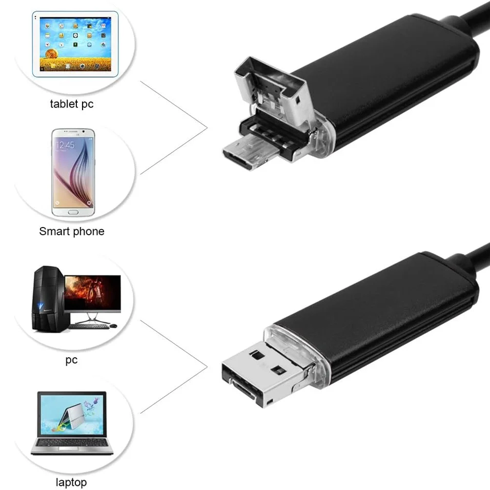 Imagem -02 - Endoscópio de Esgoto Automotivo para Celular Endoscópio Controlado por Tubo Usb Smartphone Android Inspeção Visível Câmera de Drenagem 5.5 mm mm 480p