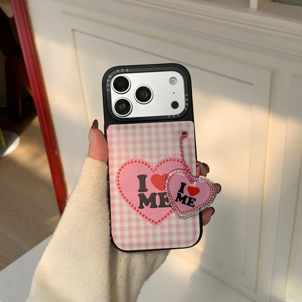 

Leather texture flip love phone case, suitable for iPhone 14/15/16/17 Pro Max, Fundans 17 Pro new shock-proof protective case