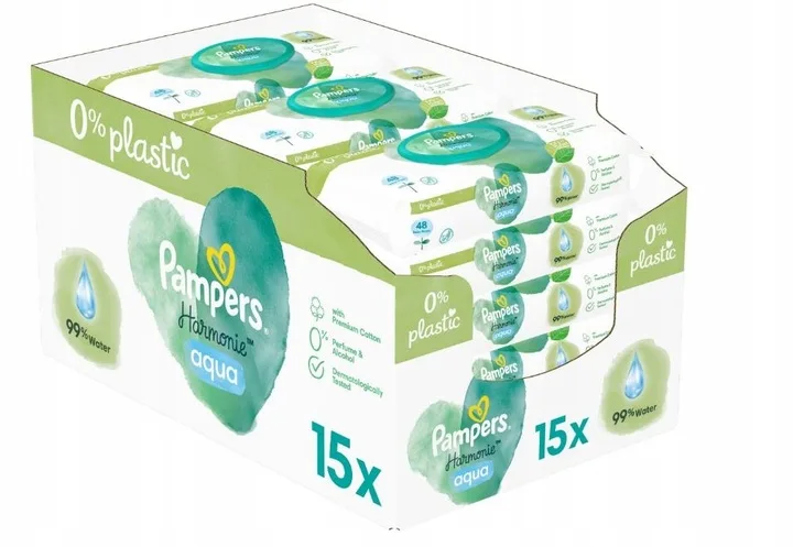 PAMPERS Harmonie AQUA Lingettes humides pour enfants Op. 15x48 pièces