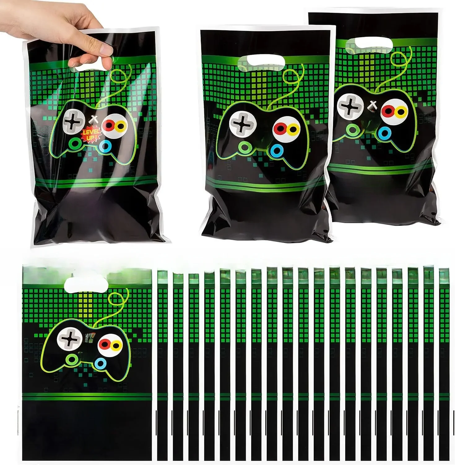 Sacs cadeaux de jeu vidéo verts, décoration de fête d'anniversaire, sacs de bonbons, sac de bonbons, cadeaux pour réception-cadeau pour bébé, cadeaux pour enfants, fournitures de fête