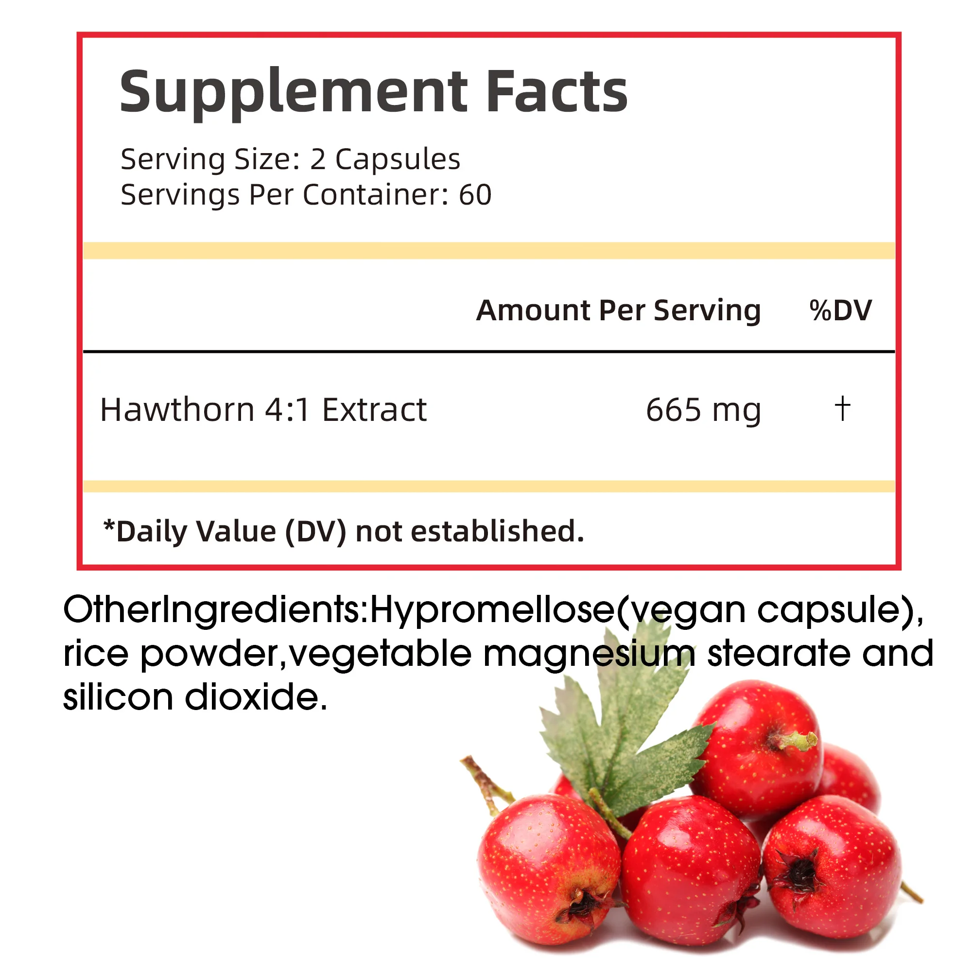 Hawthorn Berry Capsules - Digestive and Heart Health Support, Blood Pressure Balance - 120 Capsules