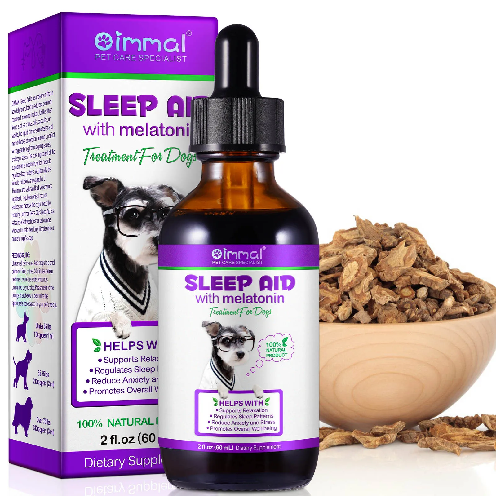 Sleep Aid with Melatonin For Dogs Supports Relaxation Regulates Sleep Patterns Reduce Anxiety and Stress 60ml Dietary Supplement