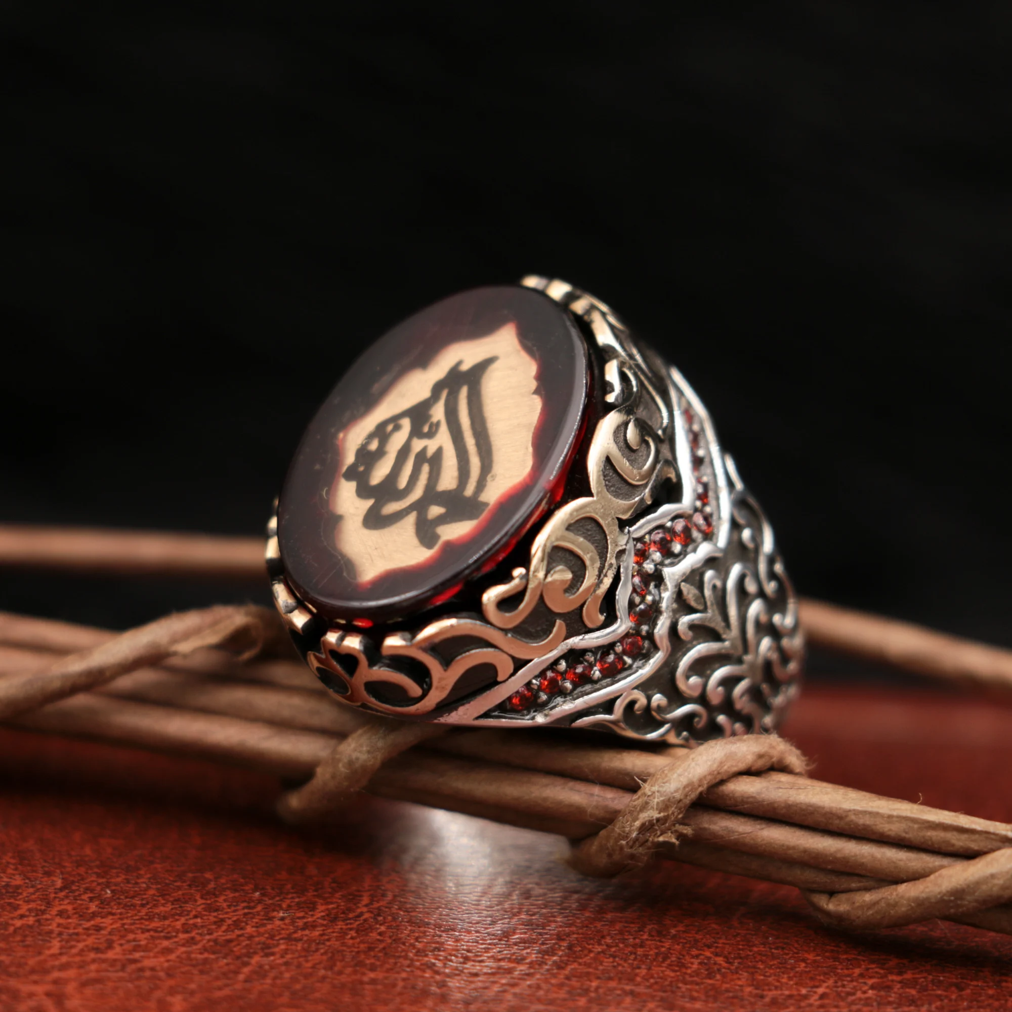 

Alhamdullillah Written Handmade Ring With Arabic Calligraphy 925 Silver Men's Ring Islamic Turkish Men's Jewelry