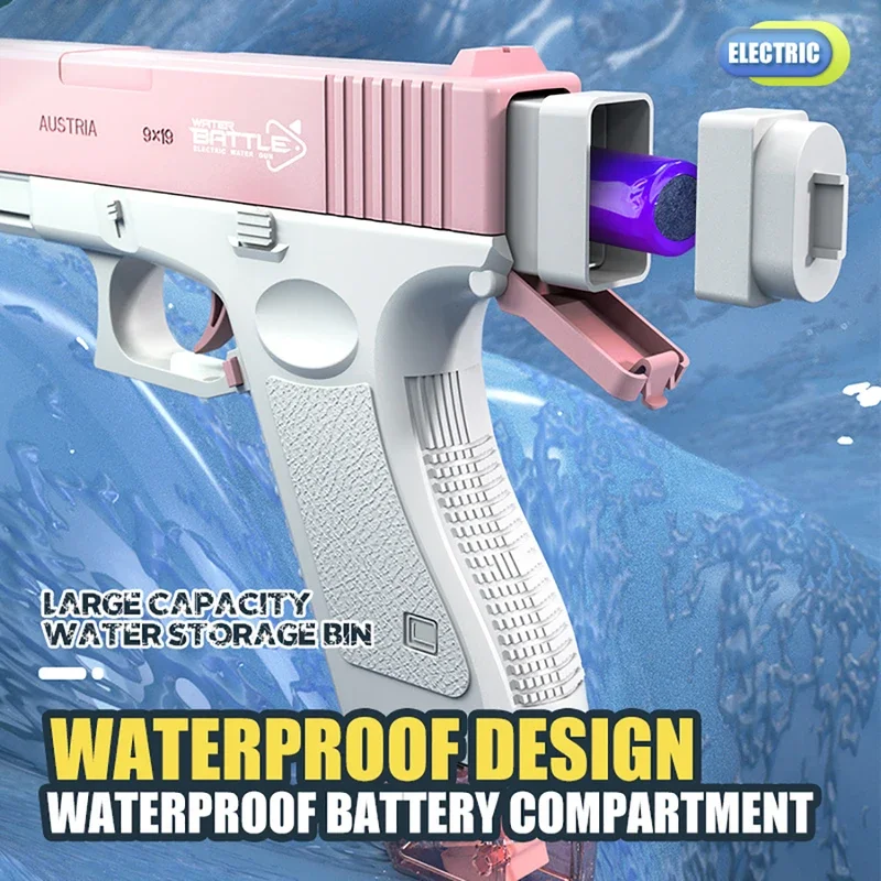 Pistola de agua eléctrica M416 para adultos y niños, juguete de juego de tiro, gran capacidad, para playa y exteriores