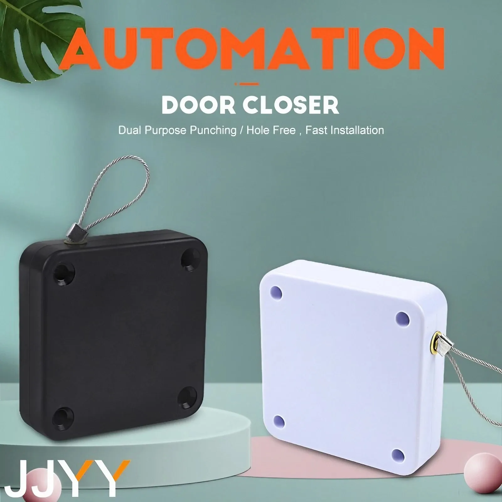 JJYY Punch Free door closer telescopic door device wooden door closed sliding door wire pull rope automatic door closing artifac