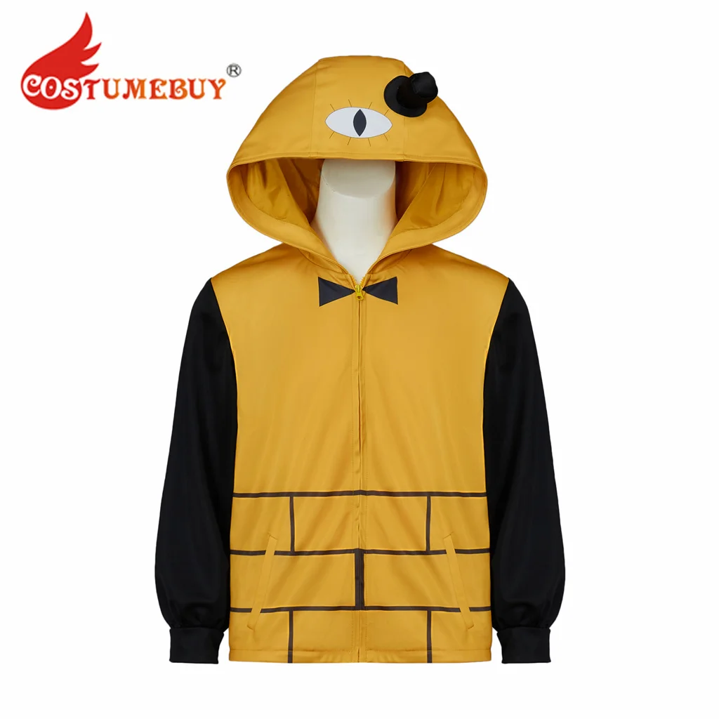 CostumeBuy Bill Cipher Cosplay Costume Yellow Hoodie Sweatershirt Adult Zip Up Jacket Coat for Halloween