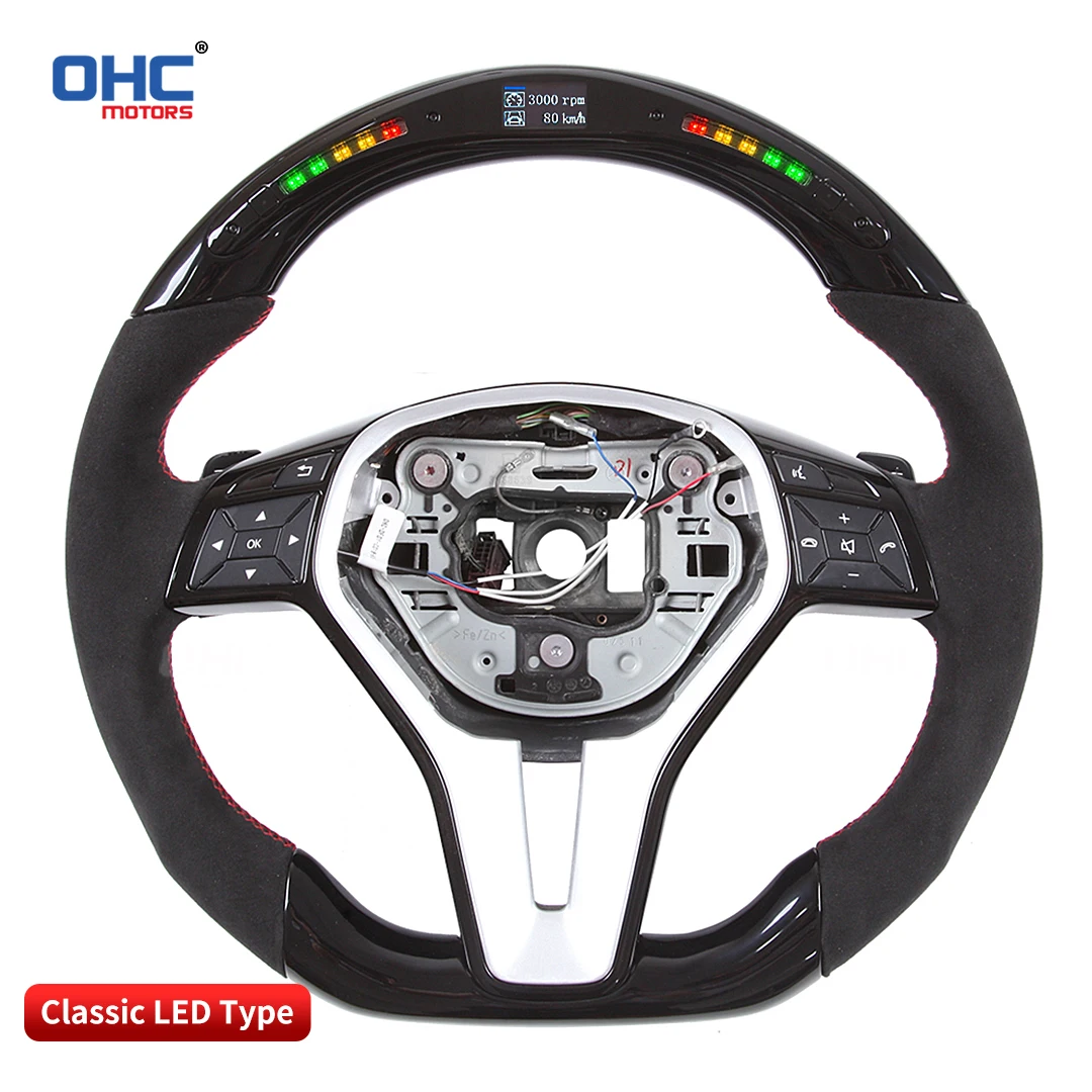 OHC Customized 100% Carbon Fiber Alcantara Light Up LED Steering Wheel for Mercedes Benz E C CLS W218 W212 W204 W207 Class