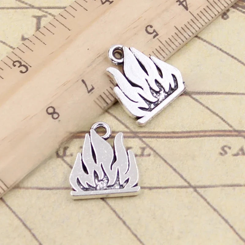 10 sztuk Charms płomienie ogień 15x18mm tybetański srebrny kolor wisiorki antyczne tworzenie biżuterii DIY Handmade Craft — zdjęcie 2