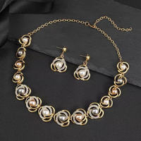 Opulent Pearl Halo Necklace & Earrings Set