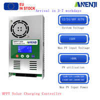 ANENJI 60A MPPT Solar Charge Discharge Controller 12V 24V 36V 48V Auto Max PV 150VDC Lead-acid Lifepo4 Battery Solar Panel