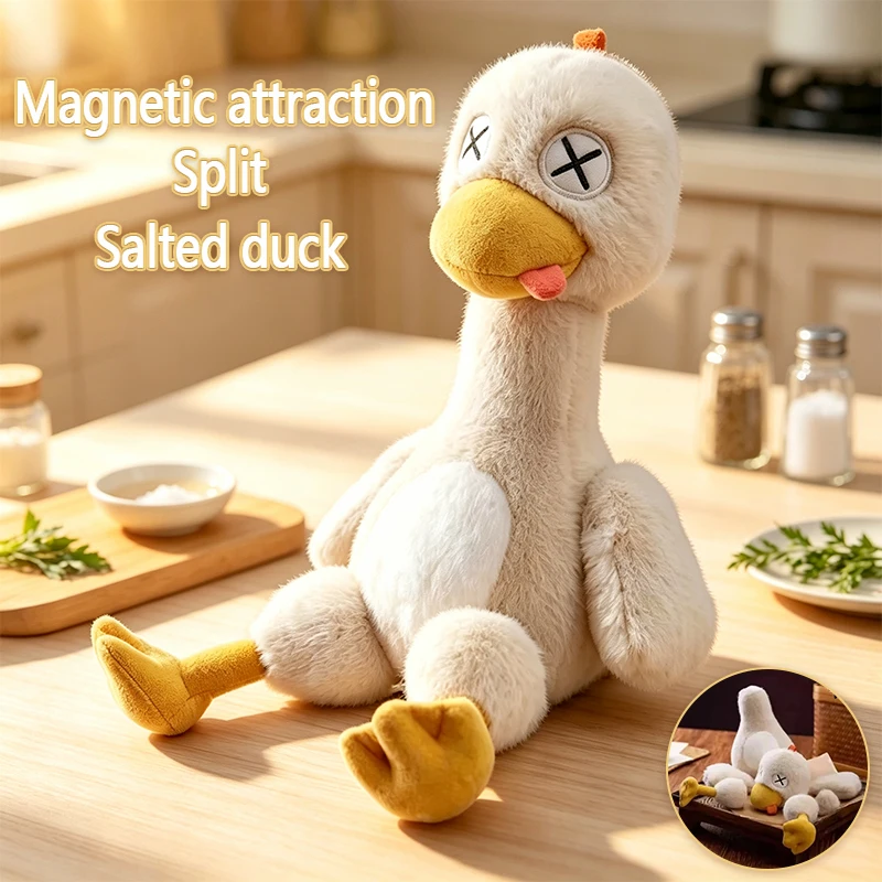 Magnetic Detachable Salted Duck Plush Toy, Funny Split‑Apart Splicable Soft Stuffed Animal Doll, Decompress Desktop Ornament Hom