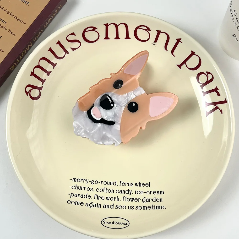 1PC 1pc puppy acetate grab clip new cute border herding shark clip ponytail pan hair grab cartoon animal hair ornament