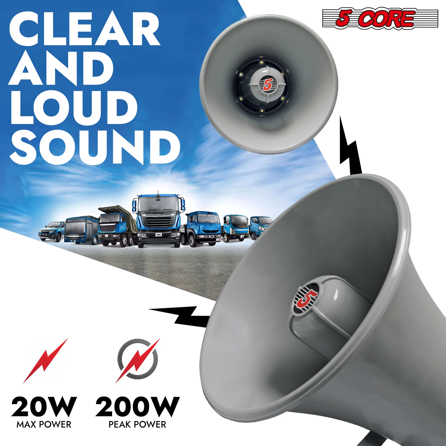5Core PA Speaker Pasang 200W Bull Horn Audio Keras Sistem Speaker Dalam Ruangan Luar Ruangan 8Ohm Refleks Megafon UHC 150 2 Buah