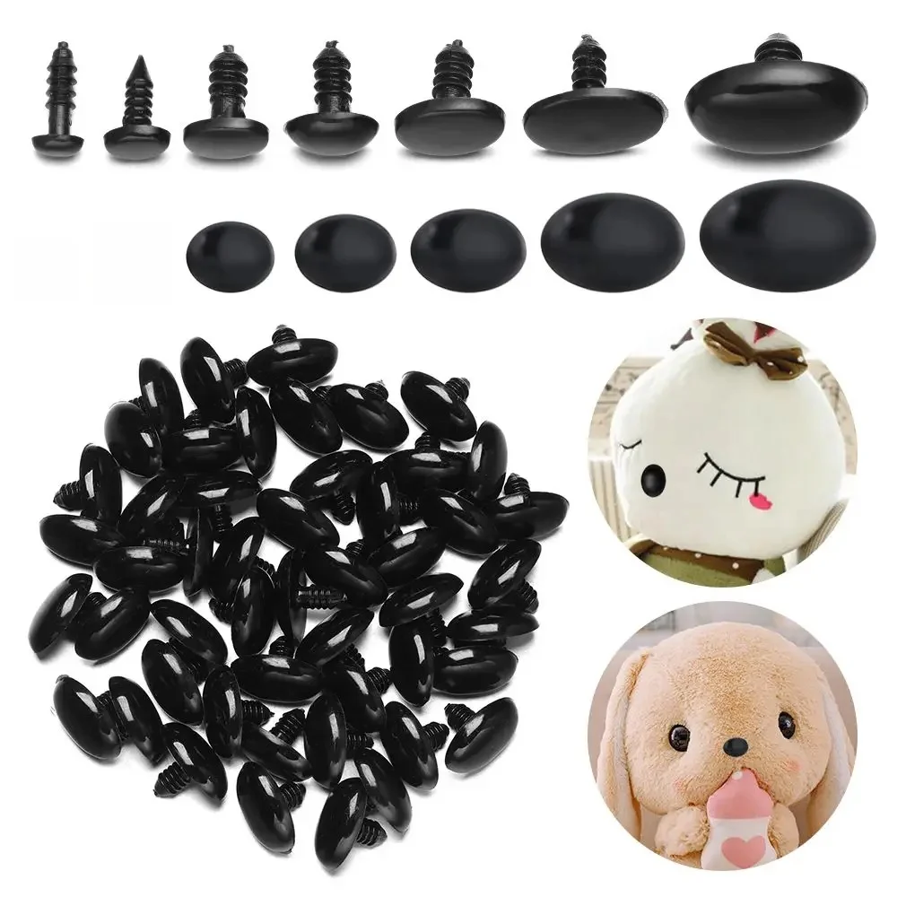 50/100 sztuk plastikowe owalne nosy dla psów gwintowane zwierzęta oczy DIY bezpieczeństwo lalki nos akcesoria dla majsterkowiczów lalki zabawki słodki miś guziki — zdjęcie 2