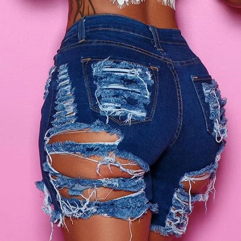 Letnia kobieta modne poszarpane szorty dżinsowe moda sexy wysokiej talii spodenki dżinsowe uliczny hipster szorty ubrania S-2XL 2020 nowy — zdjęcie 2