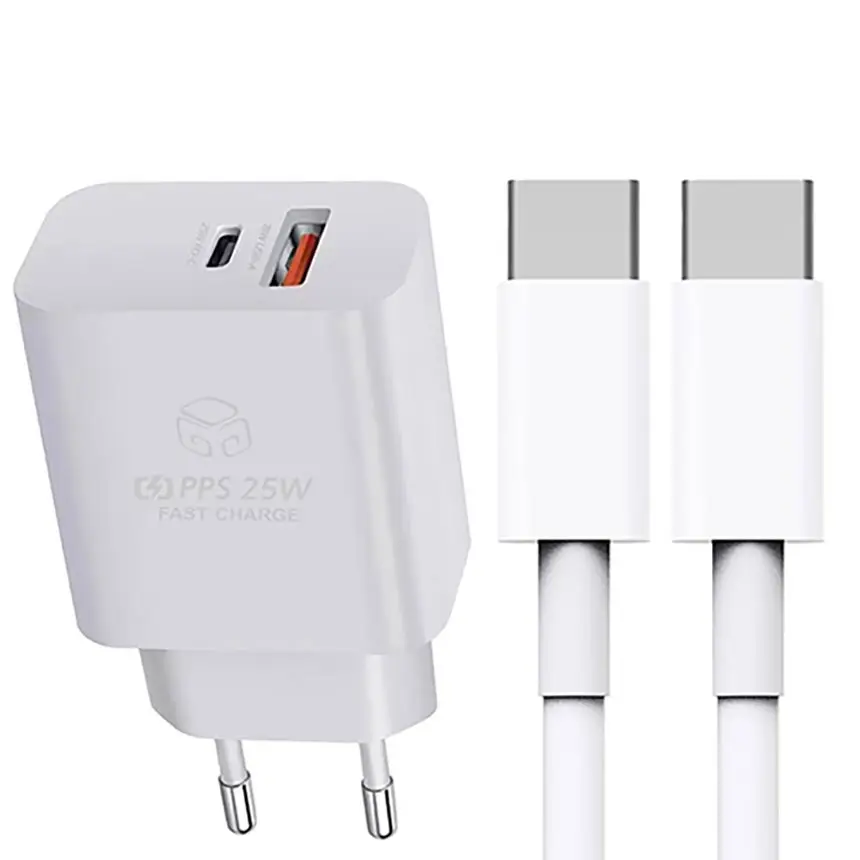 Digital Support 25W PD3.0 PPS 2 Port Multi ultra fast charger + CtoC fast charging cable