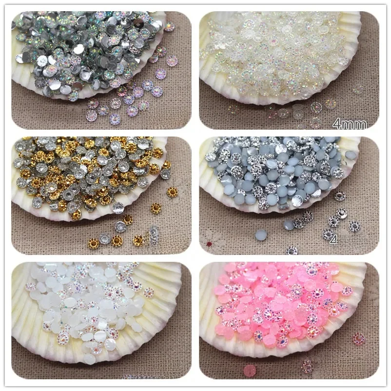 3000 sztuk 4mm Bling żywica Rhinestone okrągły słonecznik Flatback Cabochon kamień DIY biżuteria/Craft dekoracji — zdjęcie 2