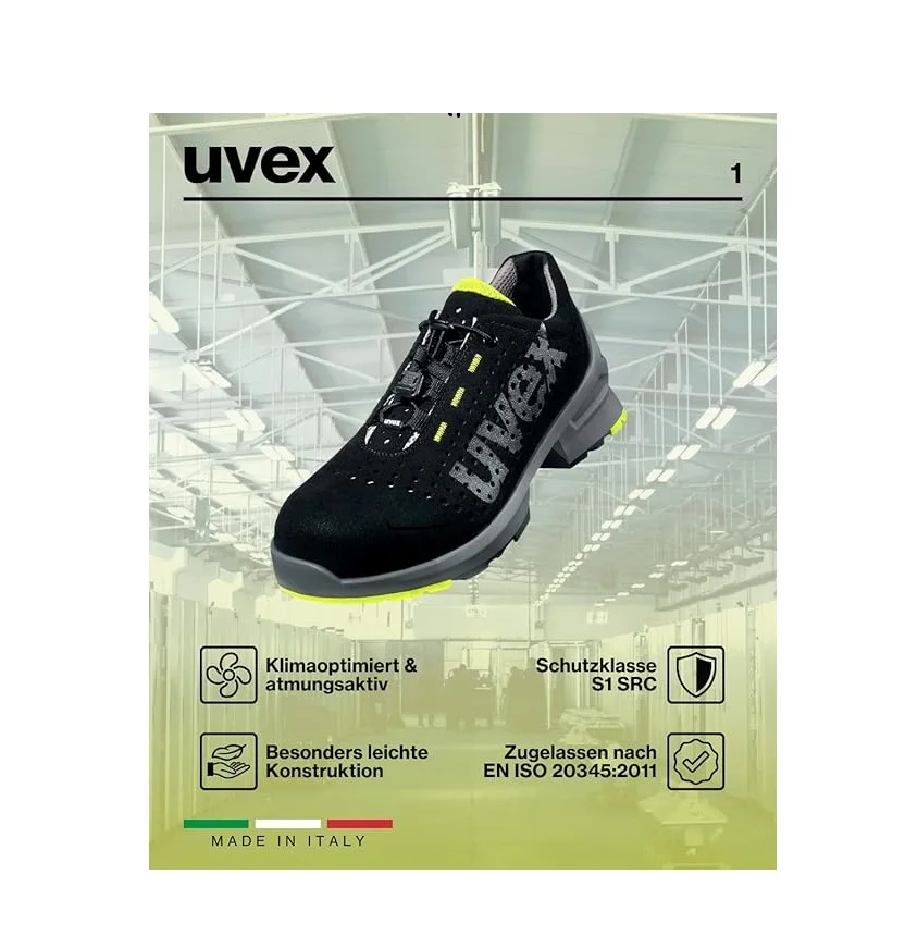 Uvex  8543  S1 Safety Shoes Uvex 1 BOA Work Shoes  Safety Trainers S1 SRC ESD  Anti-Slip  Anti-Static  Composite Toe Cap