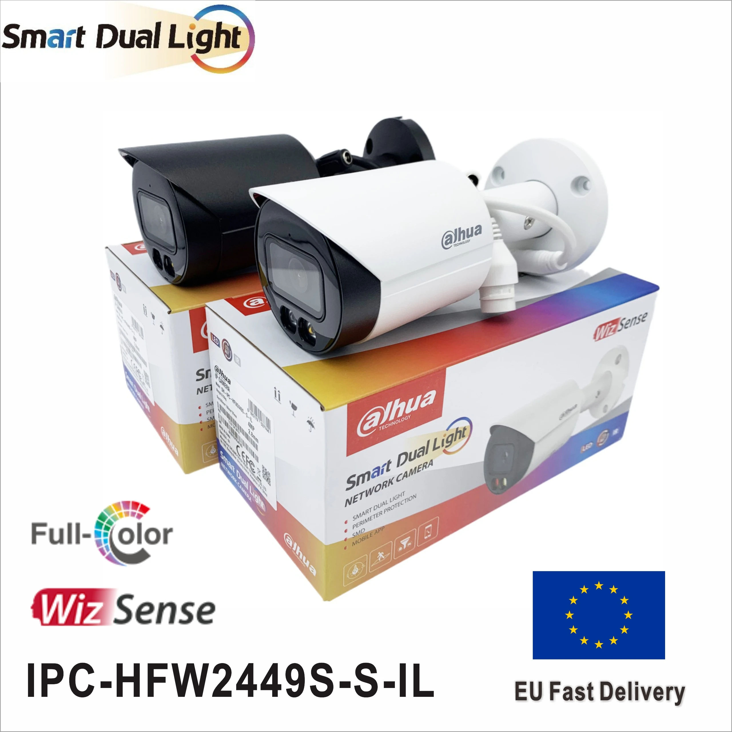 Dahua IPC-HFW2449S-S-IL 4MP IP camera Smart Dual Illumination WizSense full-color Fixed-focus Bullet Network Camera