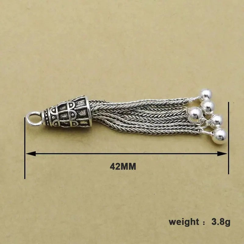 S925 sterling silver tassel pendant  DIY tasbih accessories