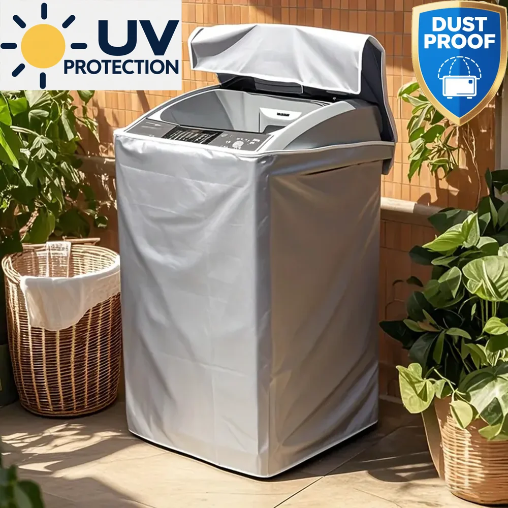 כיסוי מכונת כביסה אוניברסלי - עמיד למים, אבק ומגן מפני קרני השמש, עמיד בפני דקירות וגמיש המתאים למספר מותגים